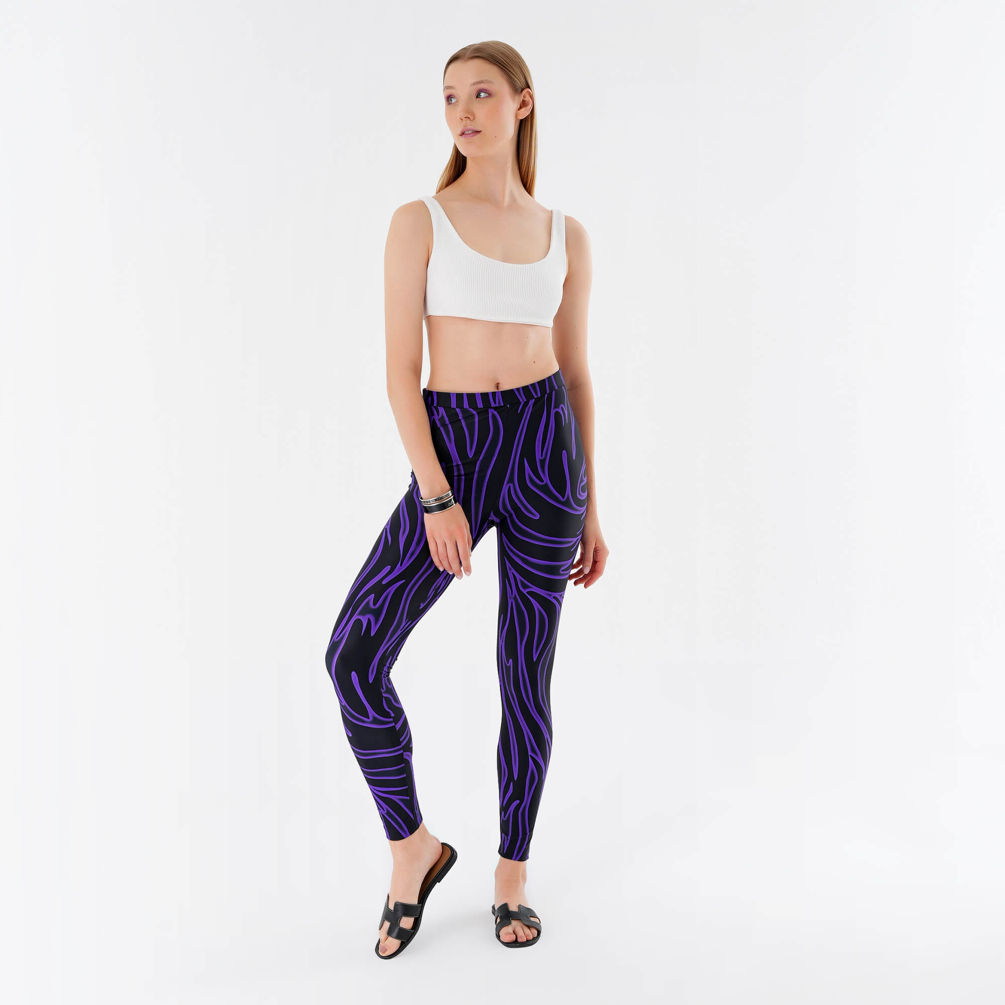 Versace- Purple & Black  Zebra Printed Leggings IT42